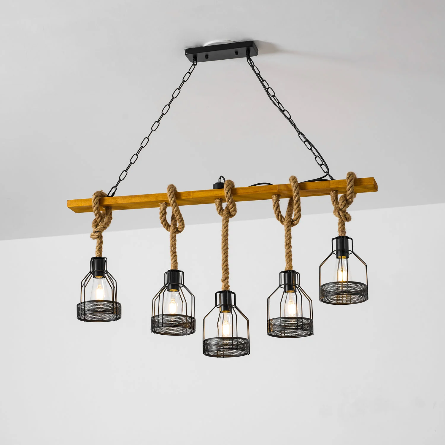 Hemp Rope Industrial Grenade Chandelier - Image 22