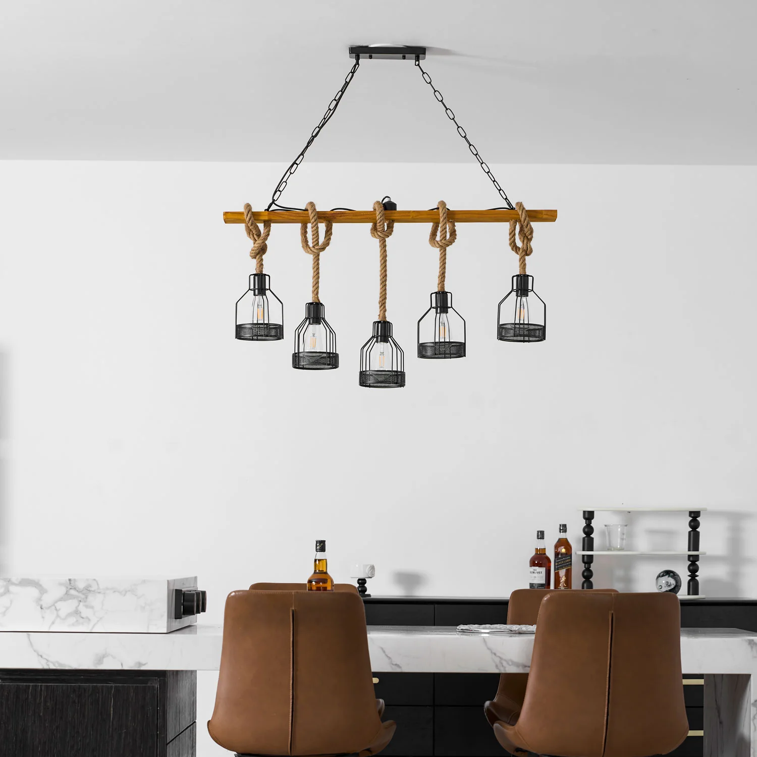 Hemp Rope Industrial Grenade Chandelier - Image 29