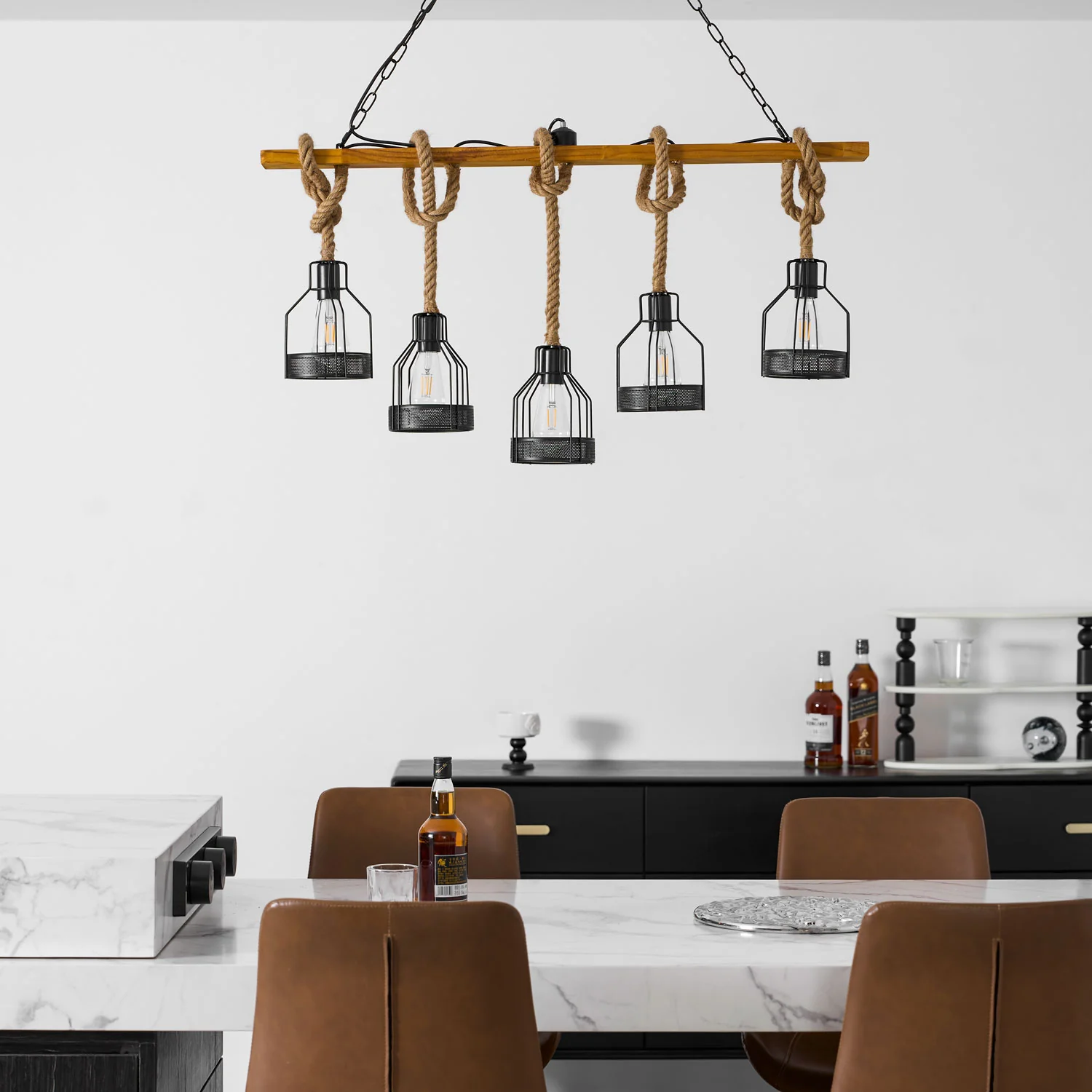 Hemp Rope Industrial Grenade Chandelier - Image 30