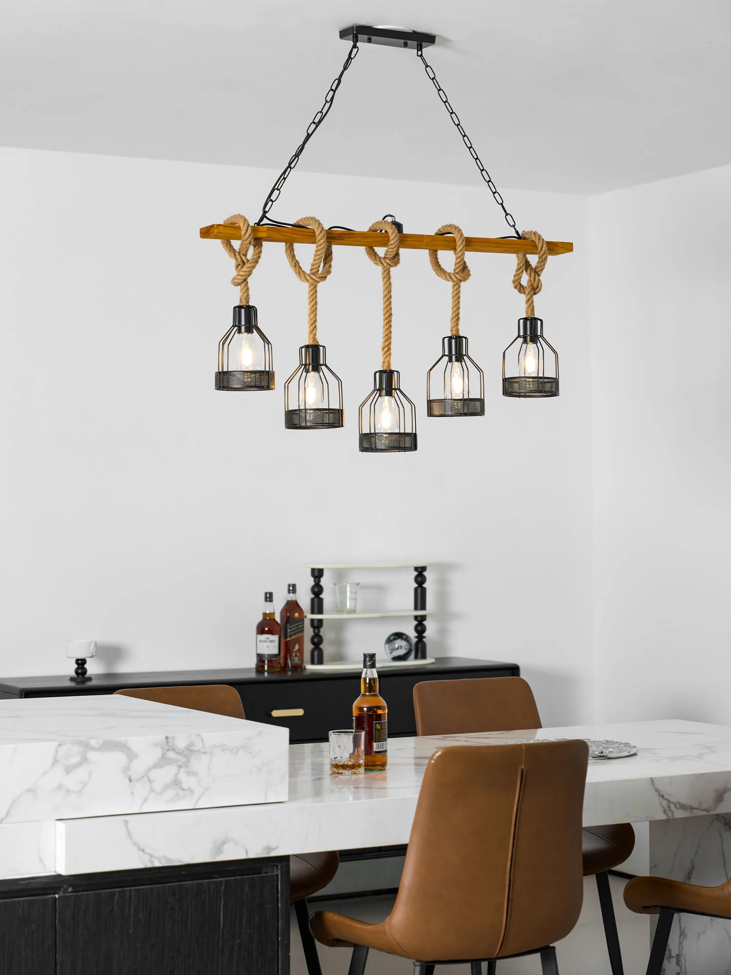 Hemp Rope Industrial Grenade Chandelier - Image 32
