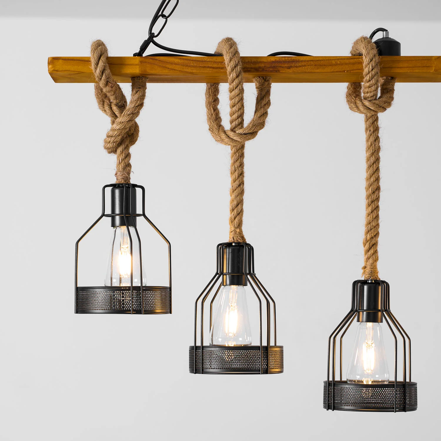 Hemp Rope Industrial Grenade Chandelier - Image 33