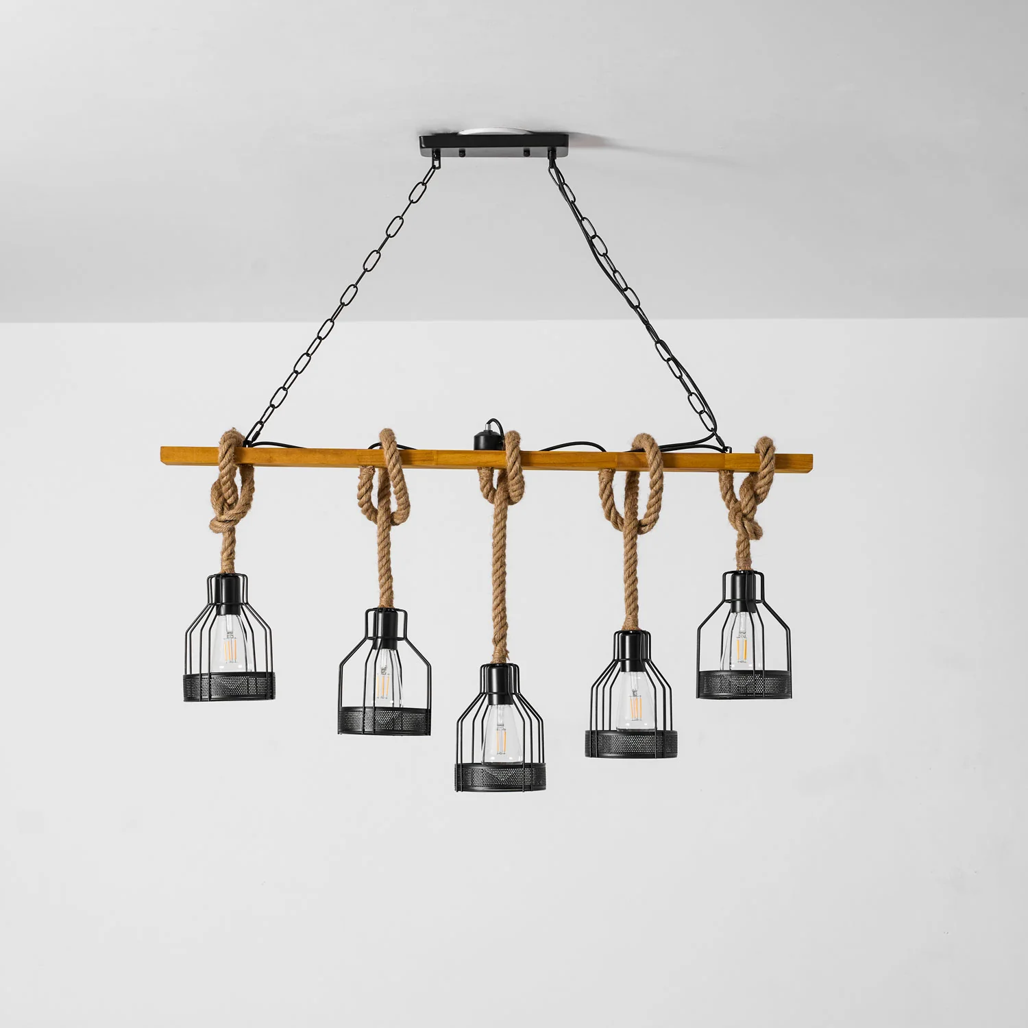 Hemp Rope Industrial Grenade Chandelier - Image 37