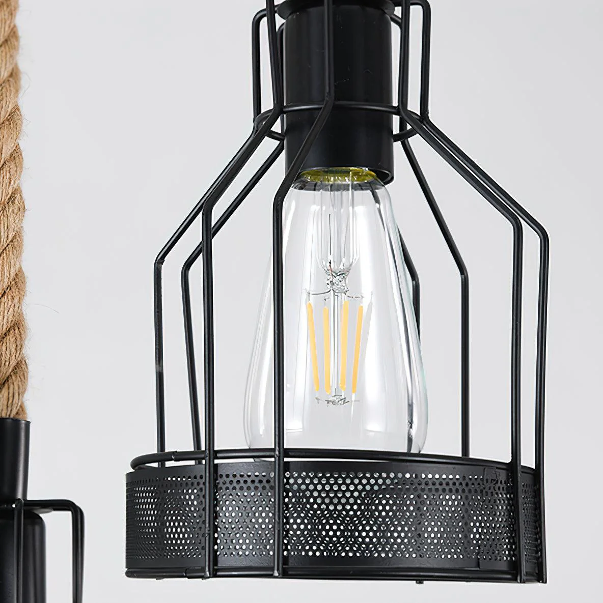 Hemp Rope Industrial Grenade Chandelier - Image 7