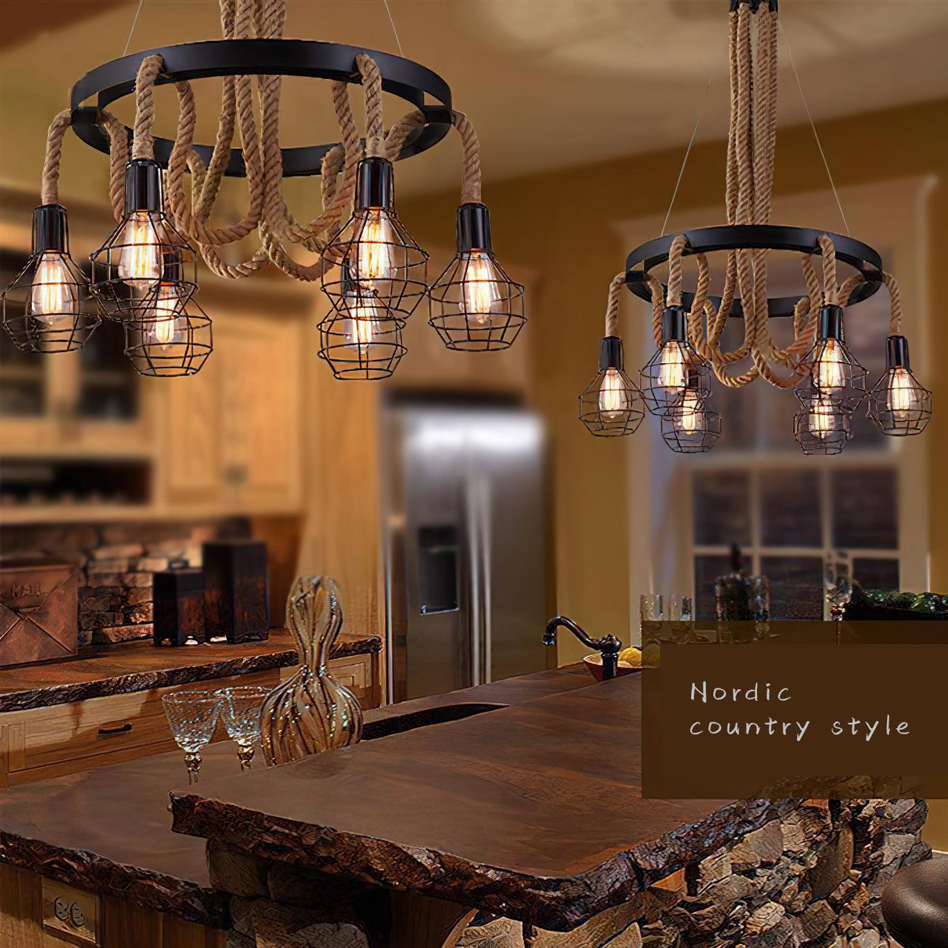 Hemp Rope Industrial Starfall Chandelier - Image 15