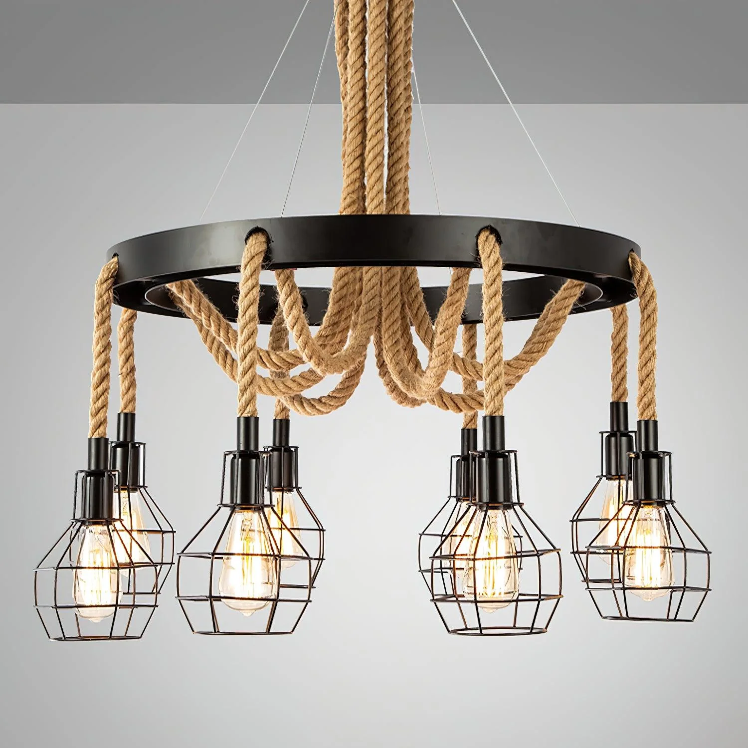 Hemp Rope Industrial Starfall Chandelier - Image 23