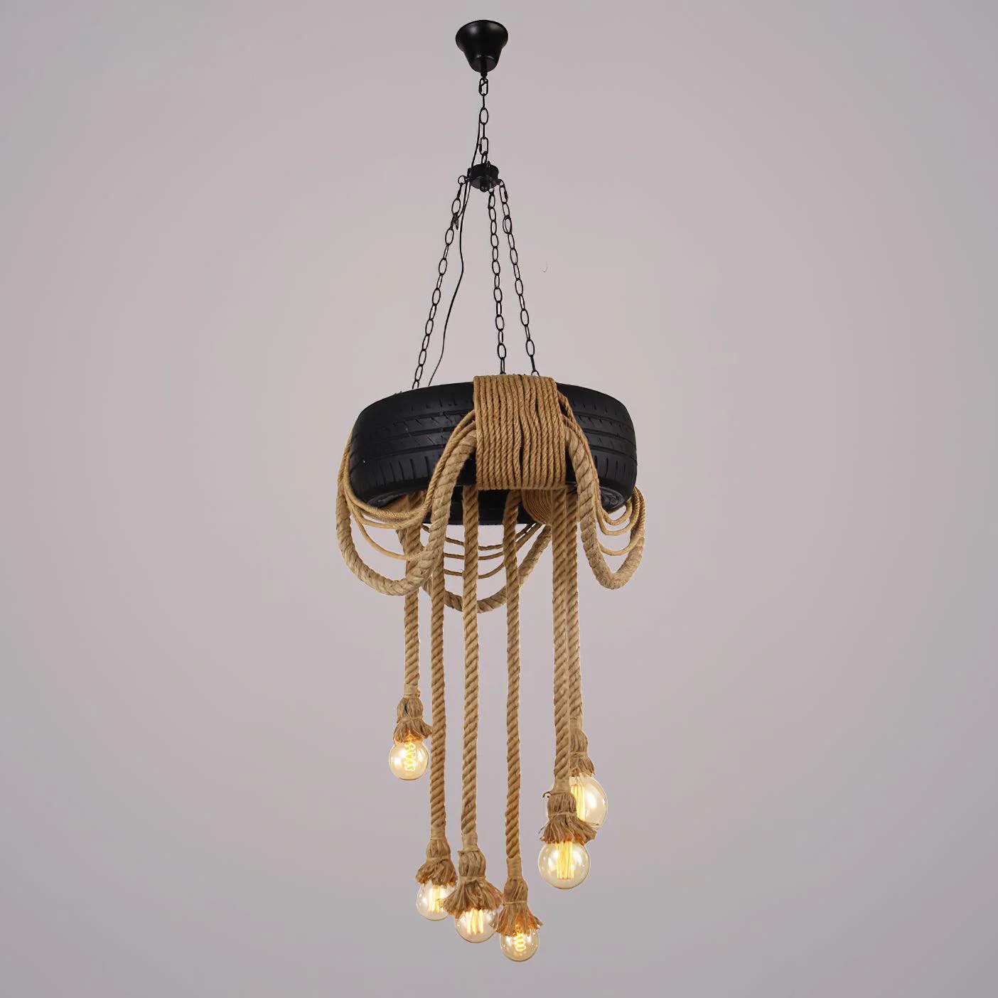 Hemp Rope Industrial Tire Chandelier - Image 14