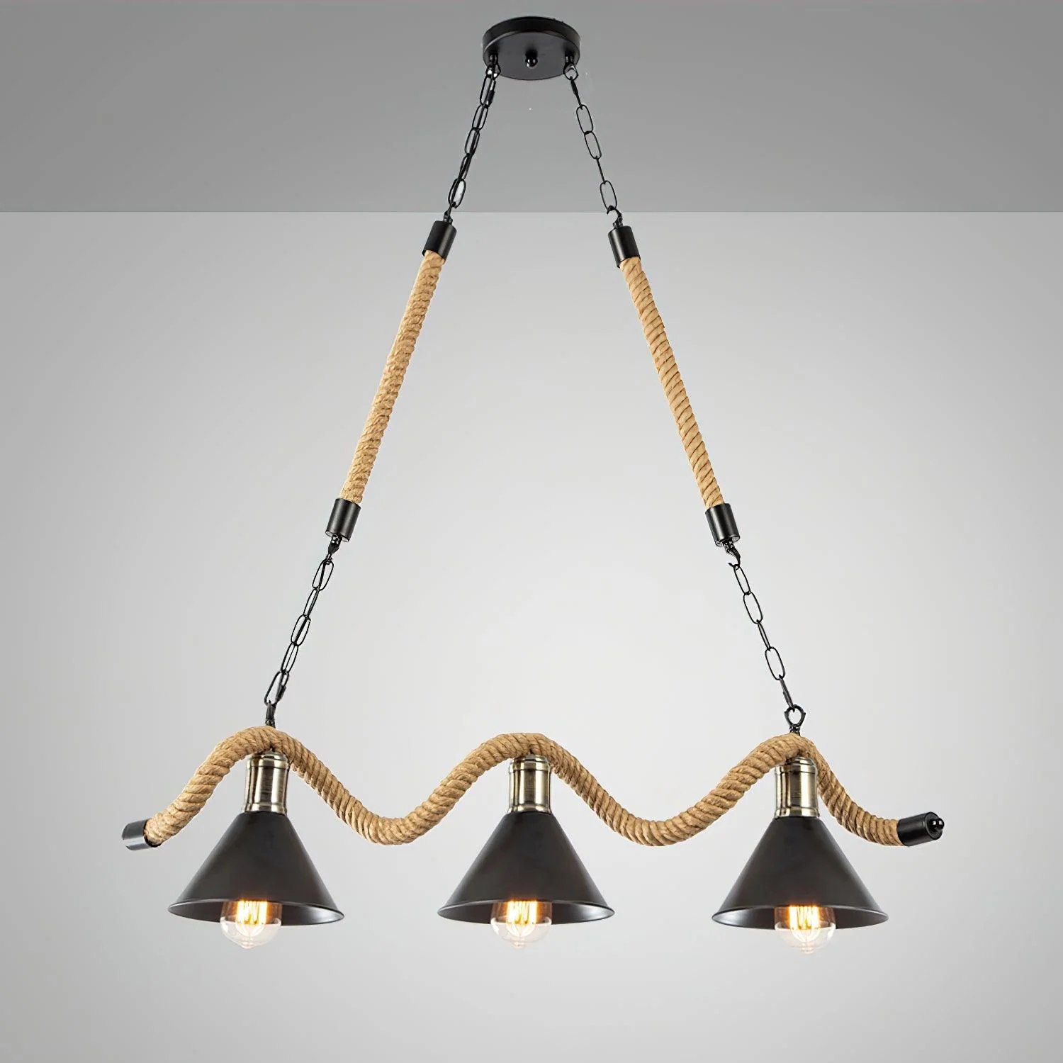 Hemp Rope Industrial Wave Chandelier - Image 17