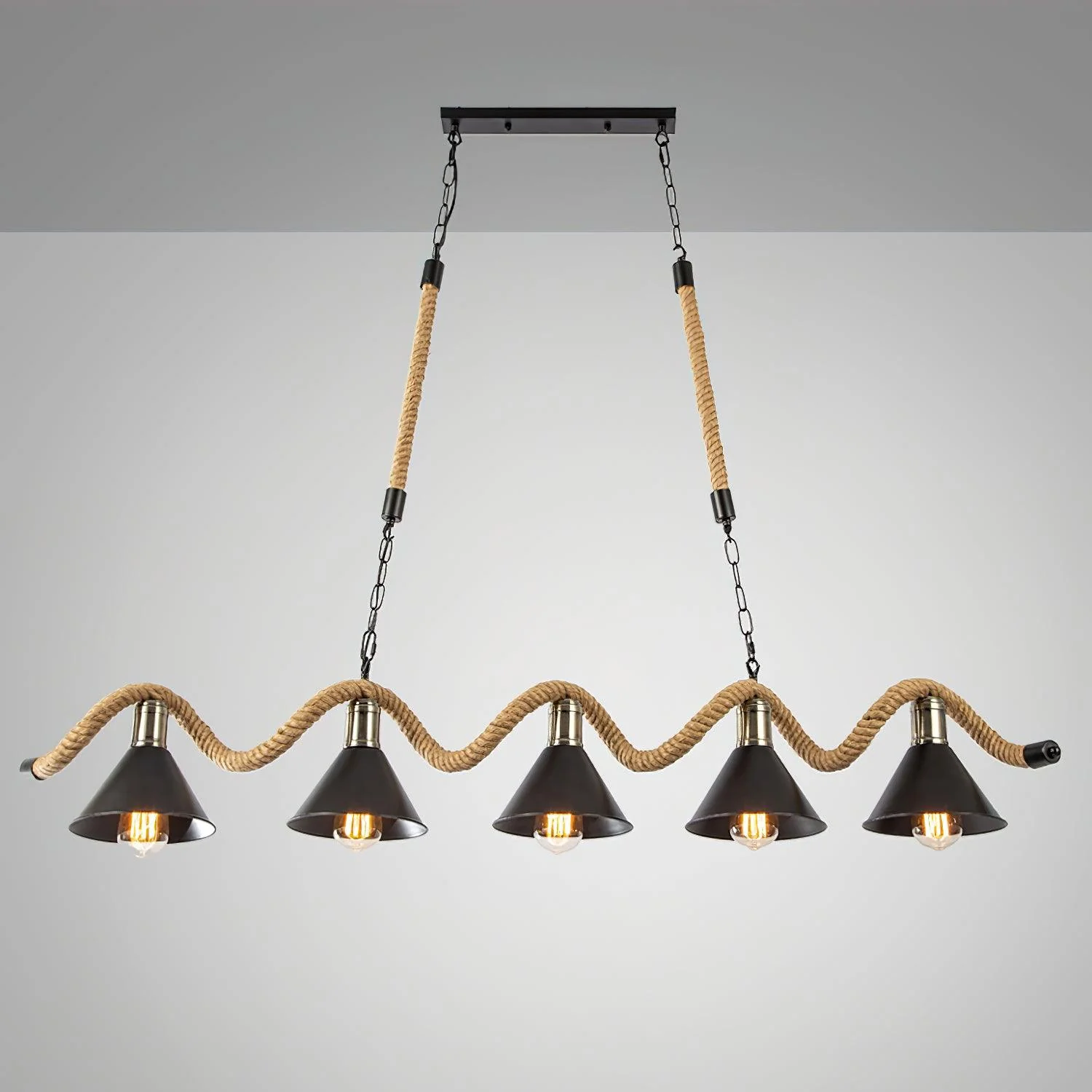 Hemp Rope Industrial Wave Chandelier - Image 18