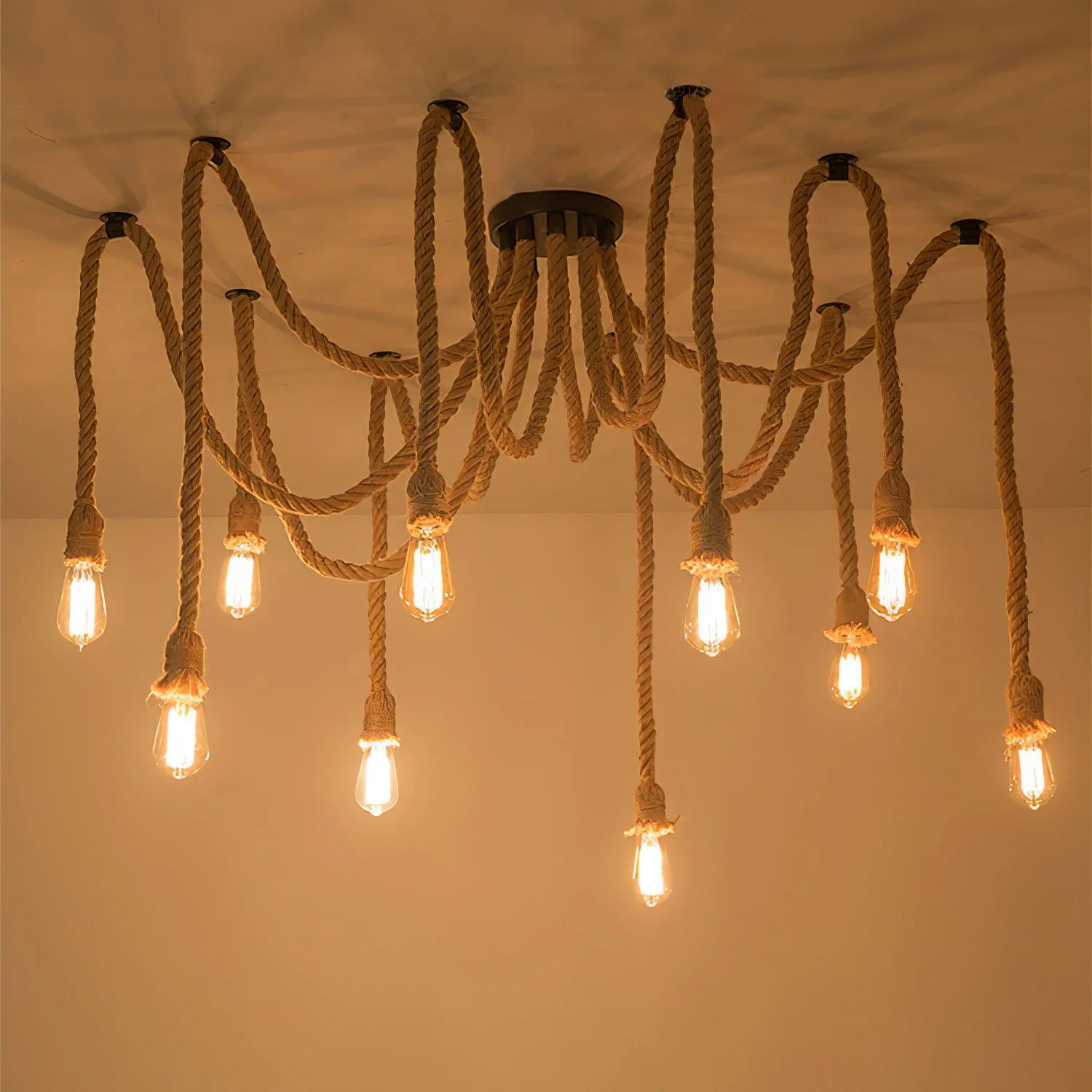 Hemp Rope Scattered Flower Chandelier - Image 10
