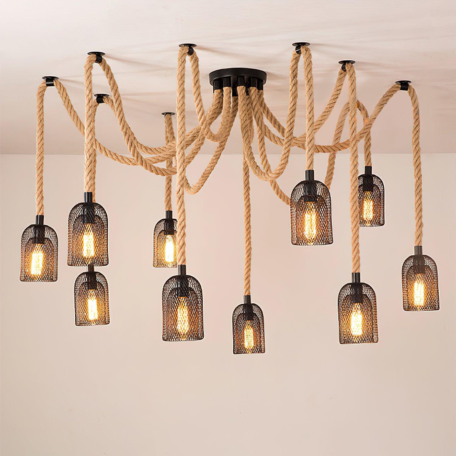 Hemp Rope Scattered Flower Chandelier - Image 14