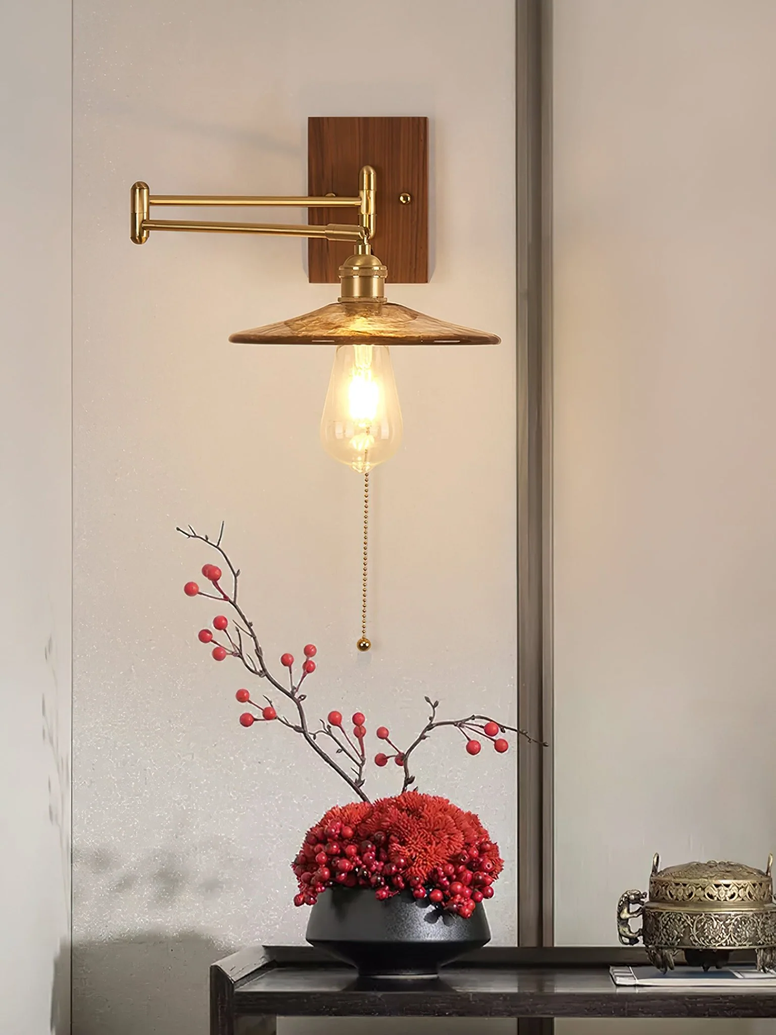 Heritage Walnut Wall Lamp - Image 3
