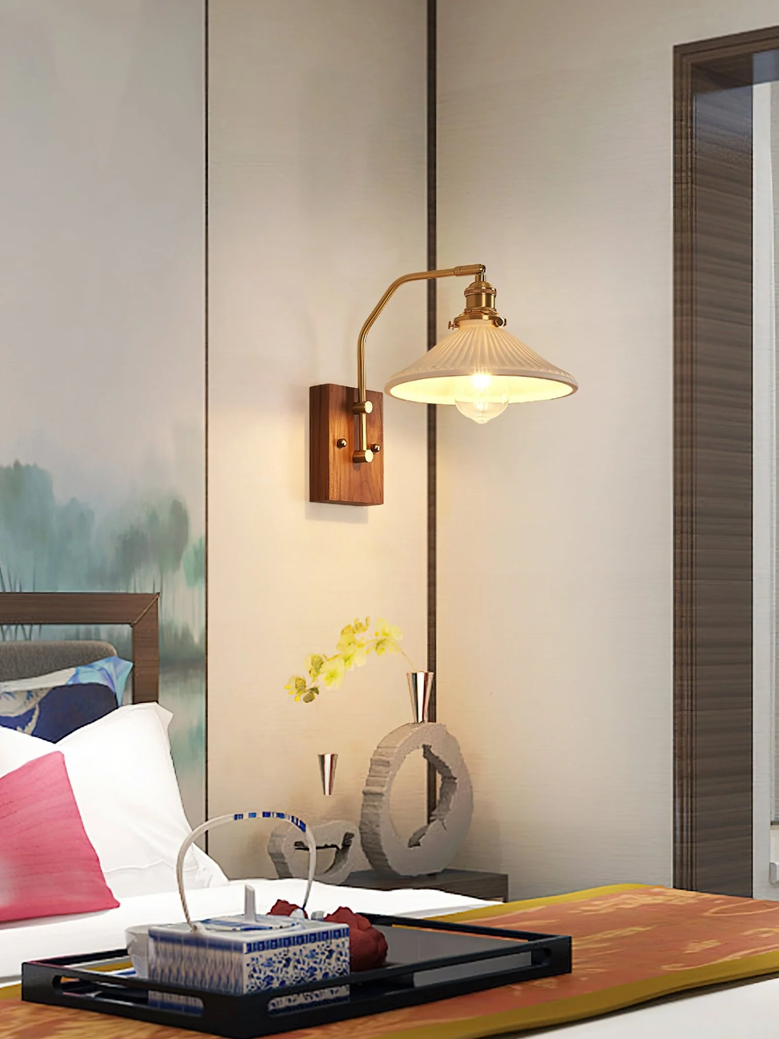 Heritage Walnut Wall Lamp - Image 6