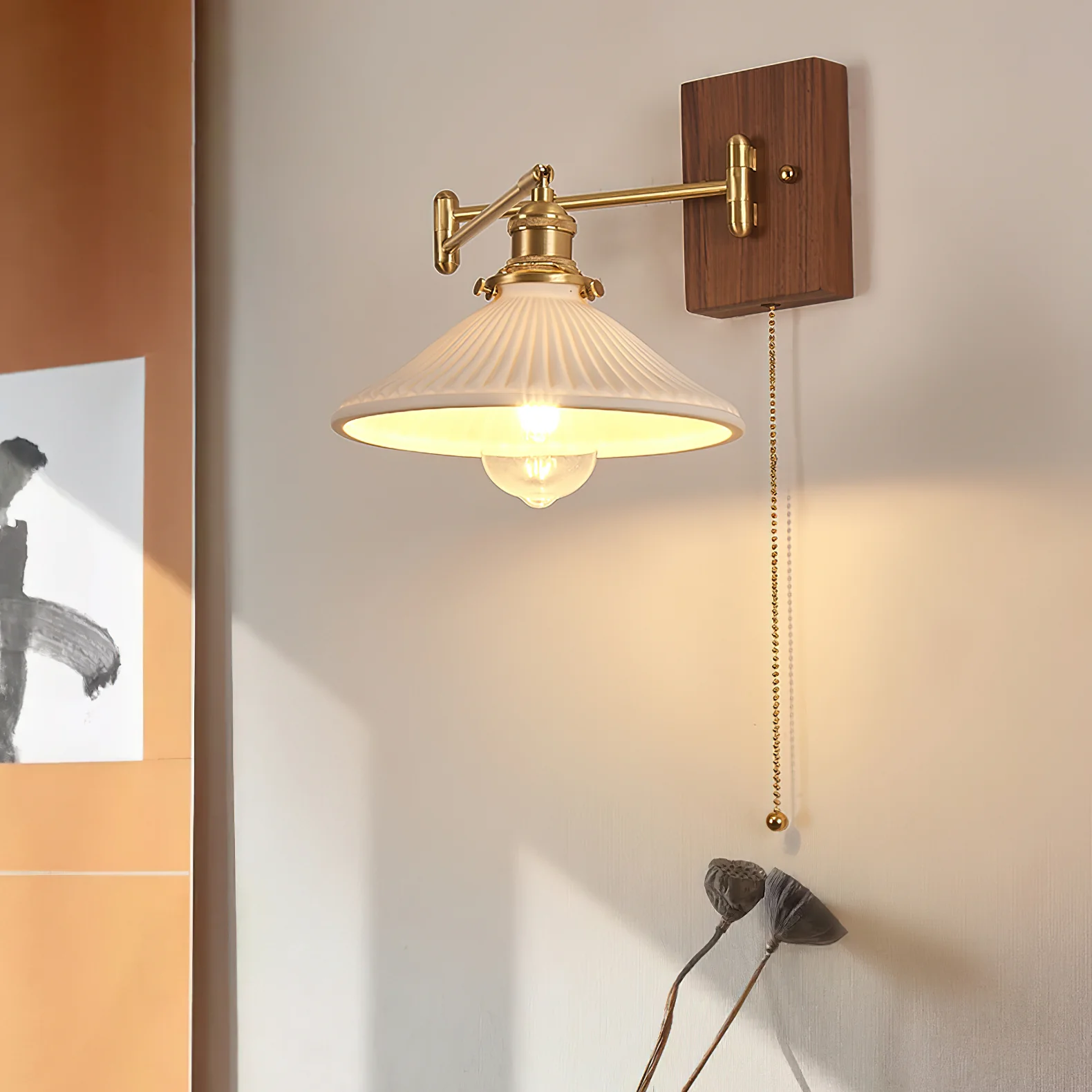 Heritage Walnut Wall Lamp - Image 9