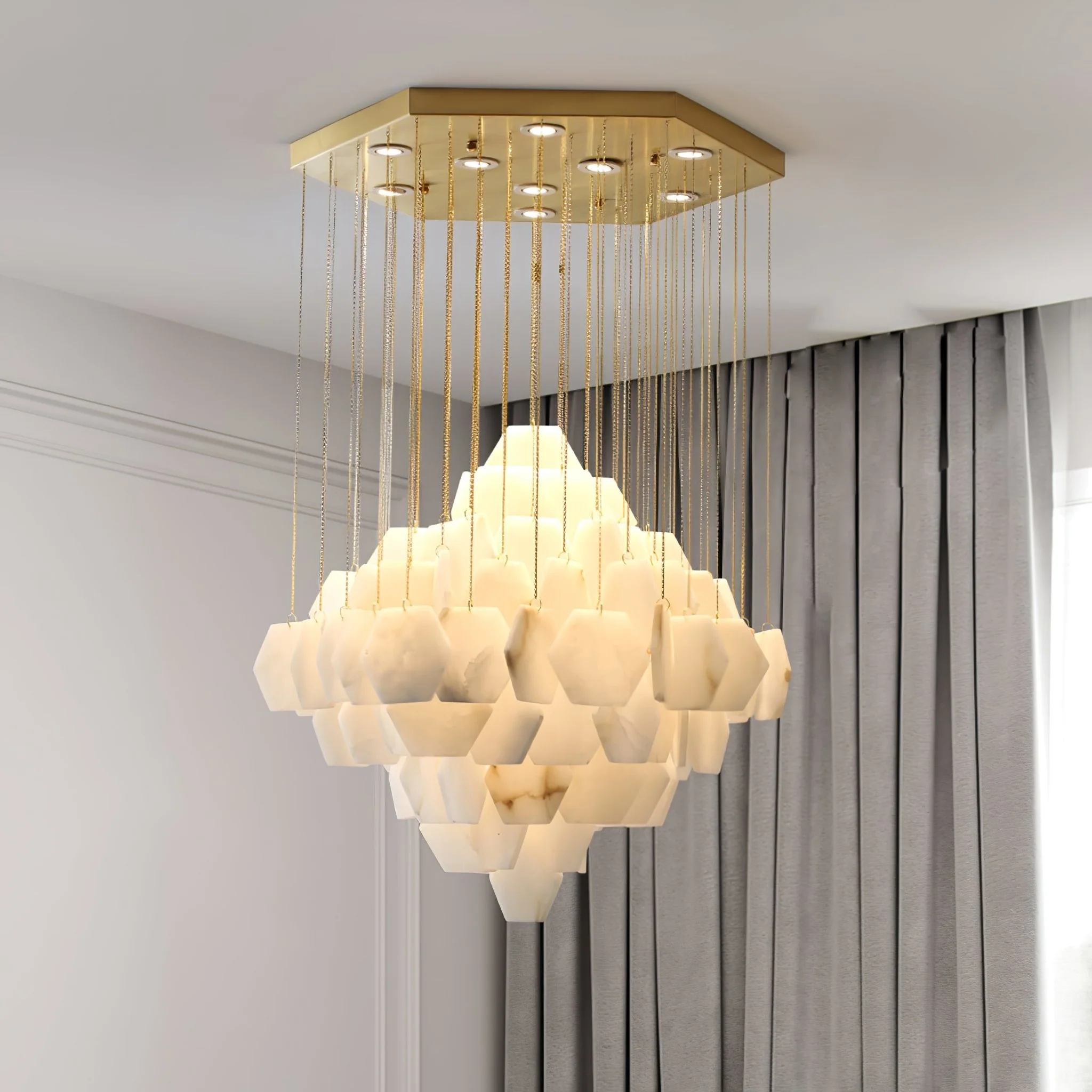 Hexa Alabaster Cascade Chandelier - Image 10