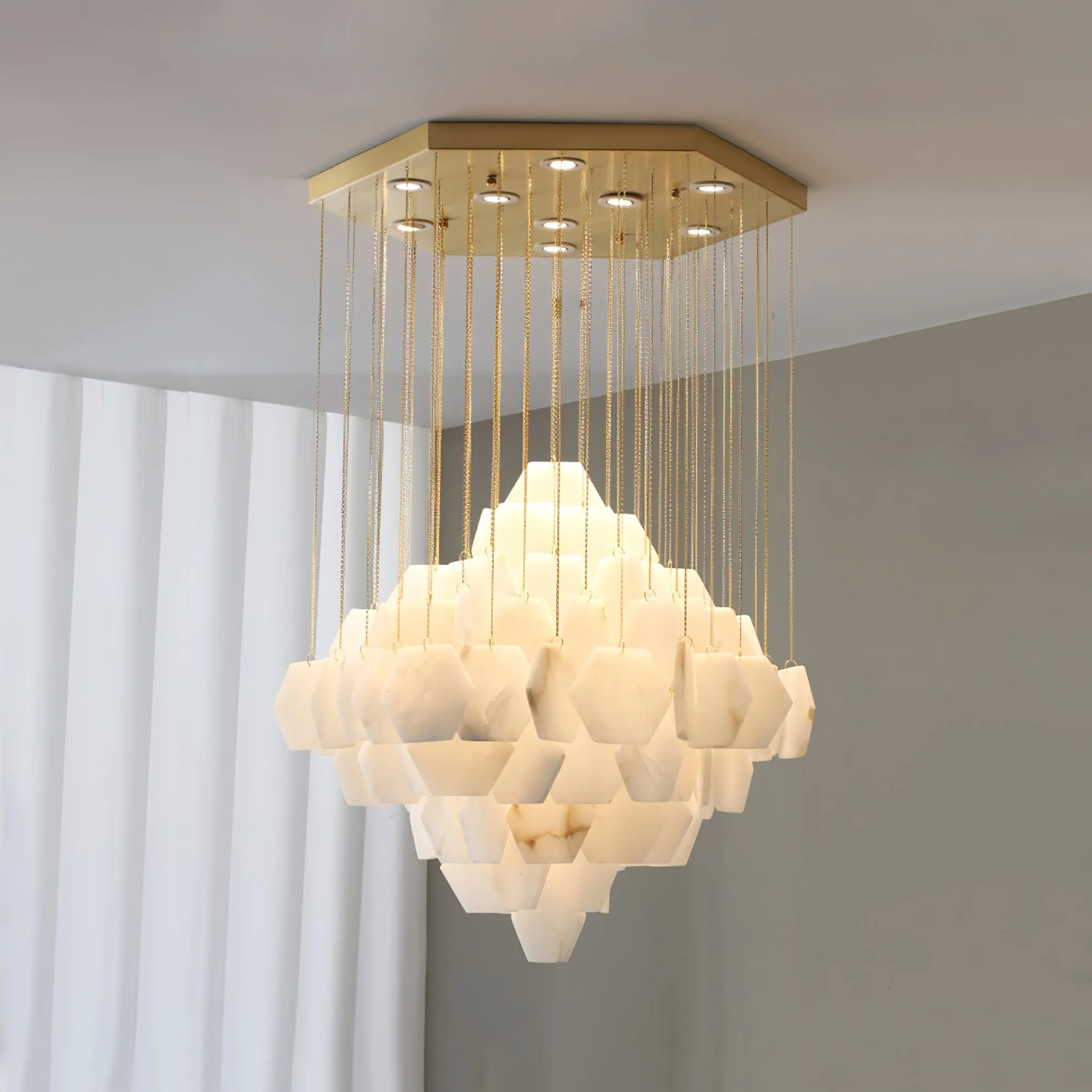 Hexa Alabaster Cascade Chandelier - Image 11