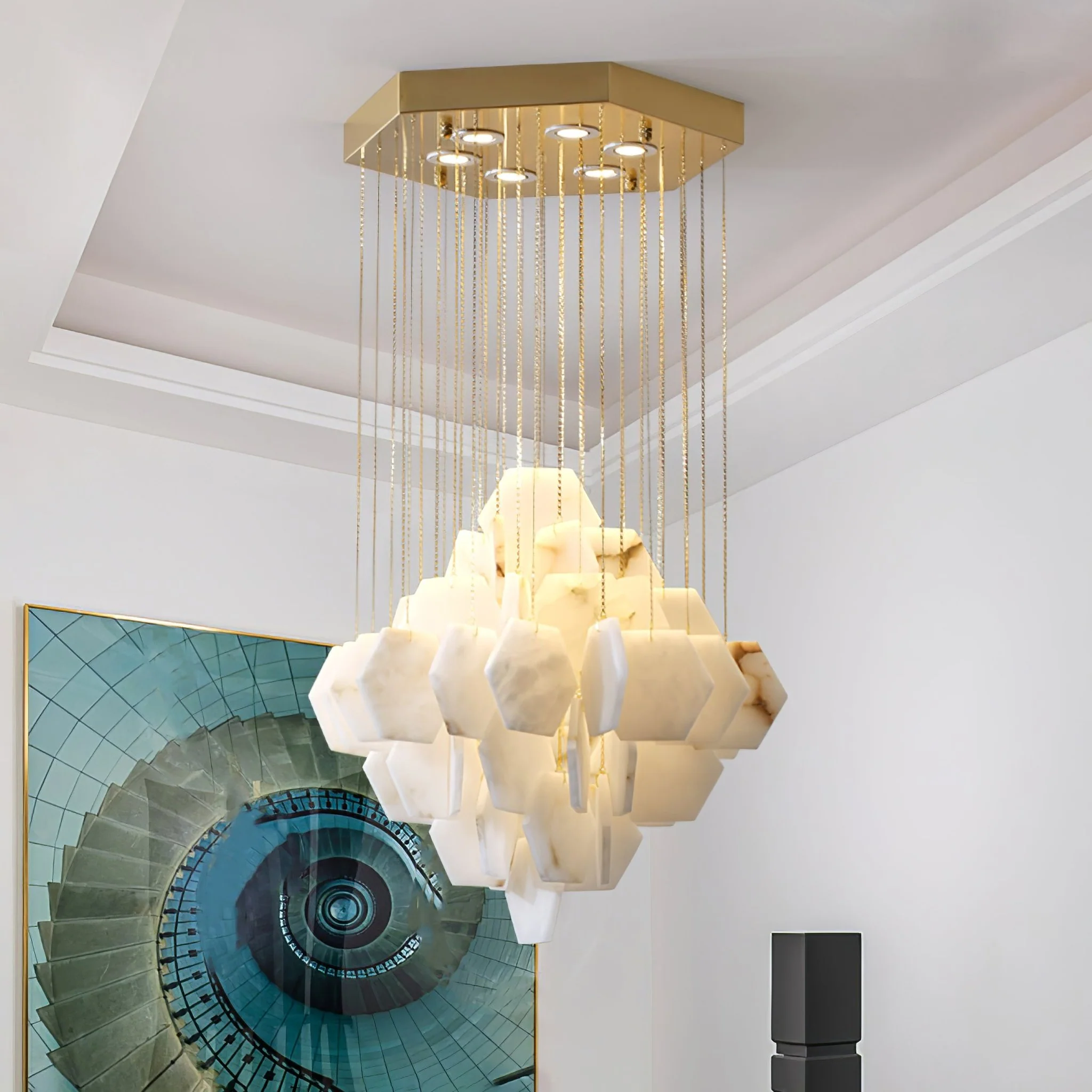 Hexa Alabaster Cascade Chandelier - Image 12