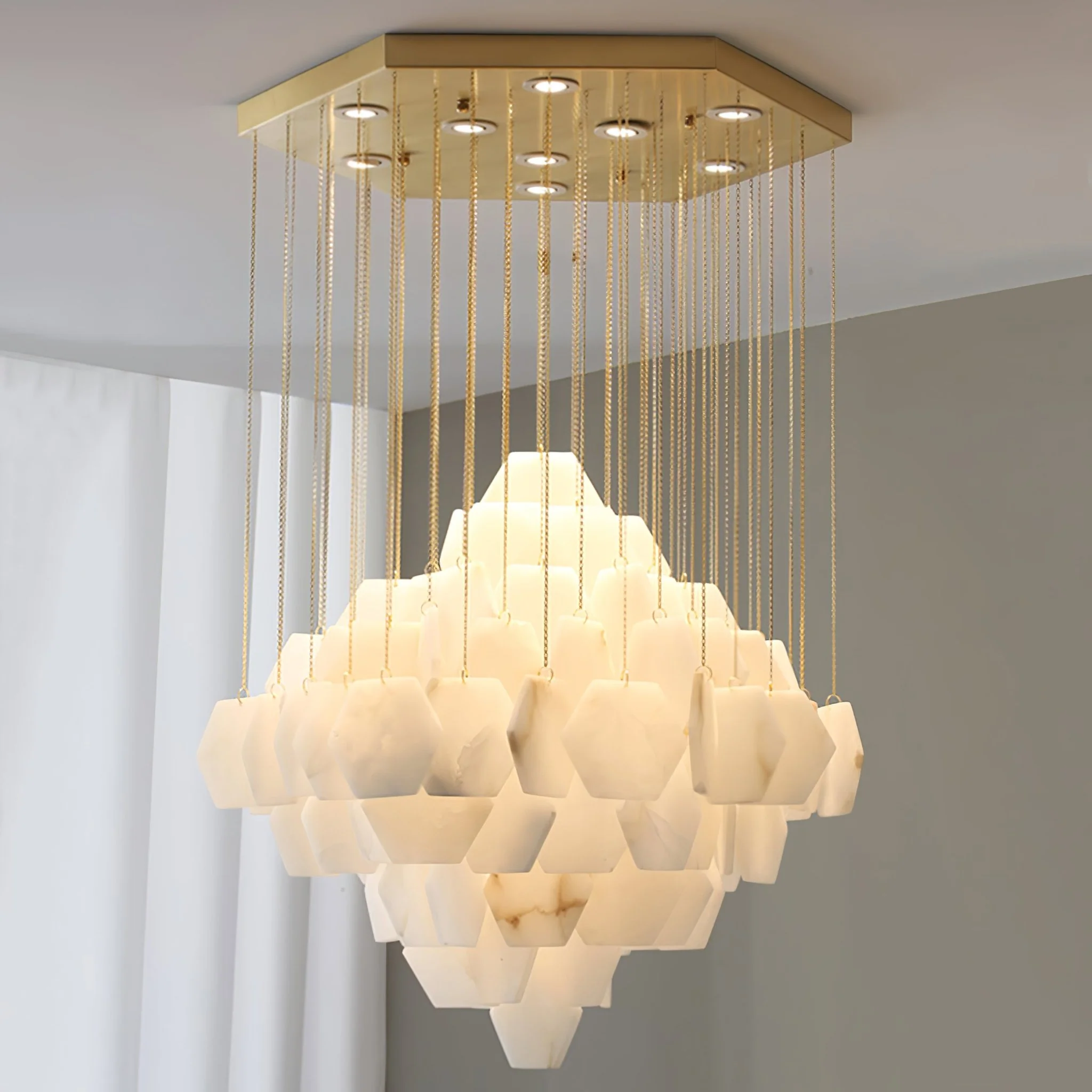 Hexa Alabaster Cascade Chandelier - Image 15