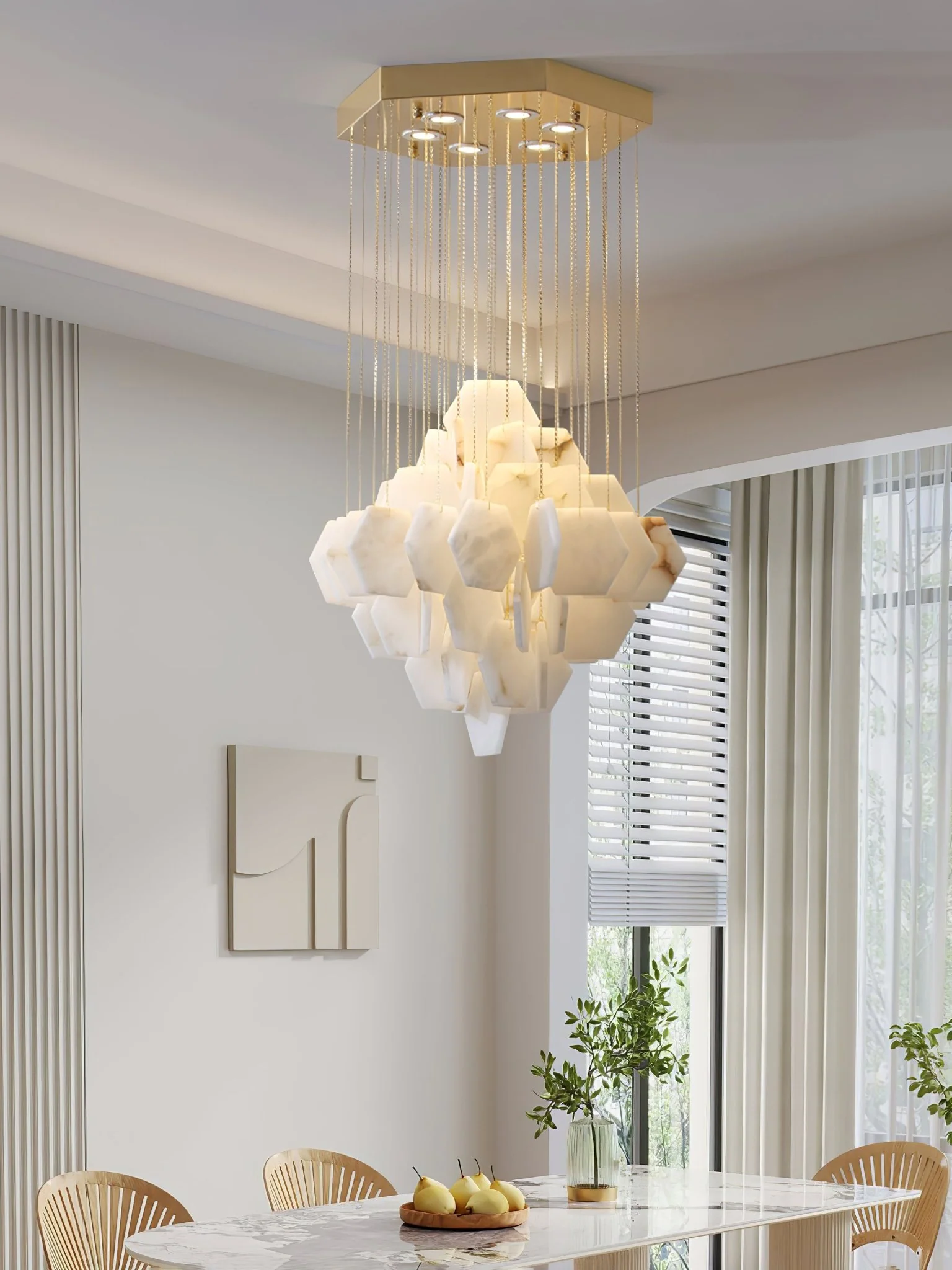 Hexa Alabaster Cascade Chandelier - Image 17