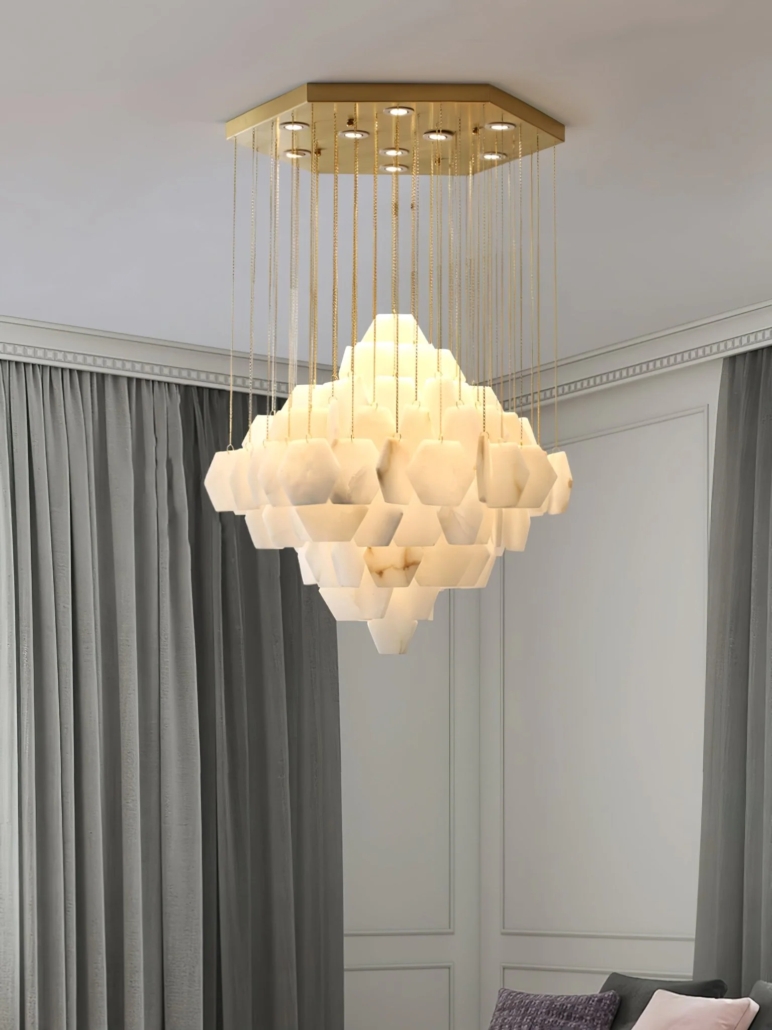 Hexa Alabaster Cascade Chandelier - Image 18