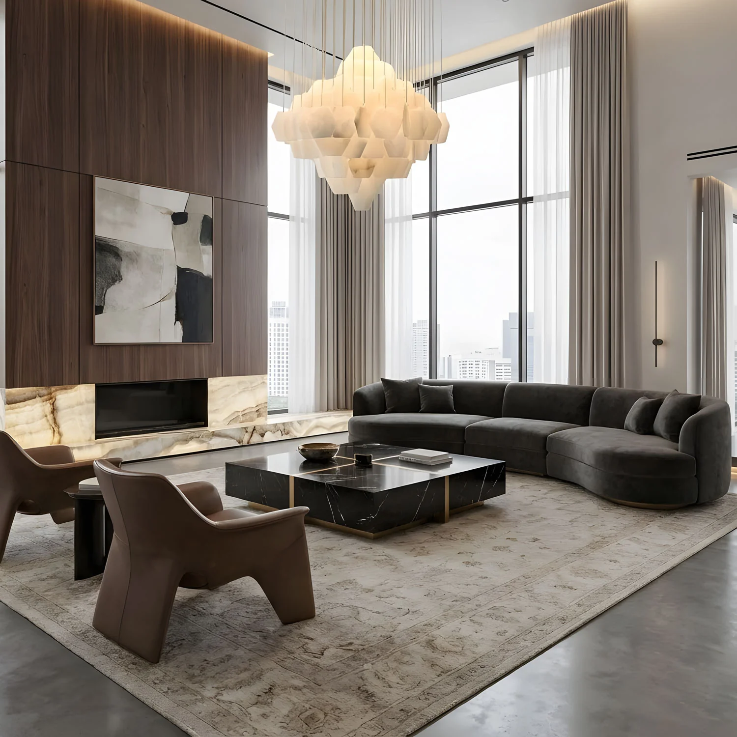 Hexa Alabaster Cascade Chandelier - Image 2