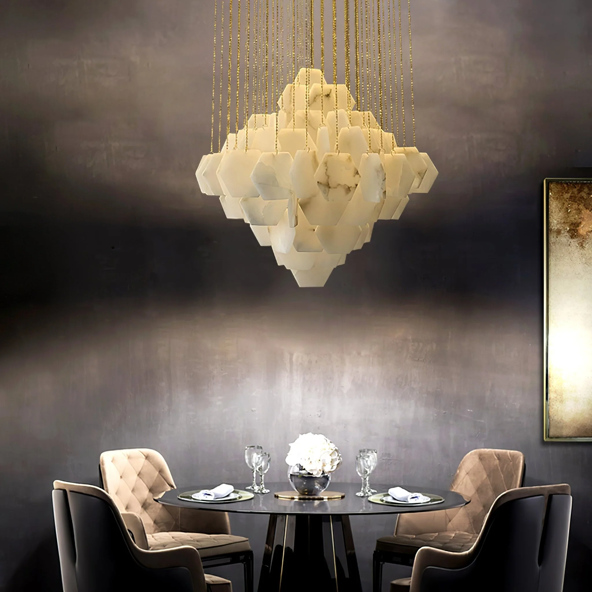 Hexa Alabaster Cascade Chandelier - Image 23