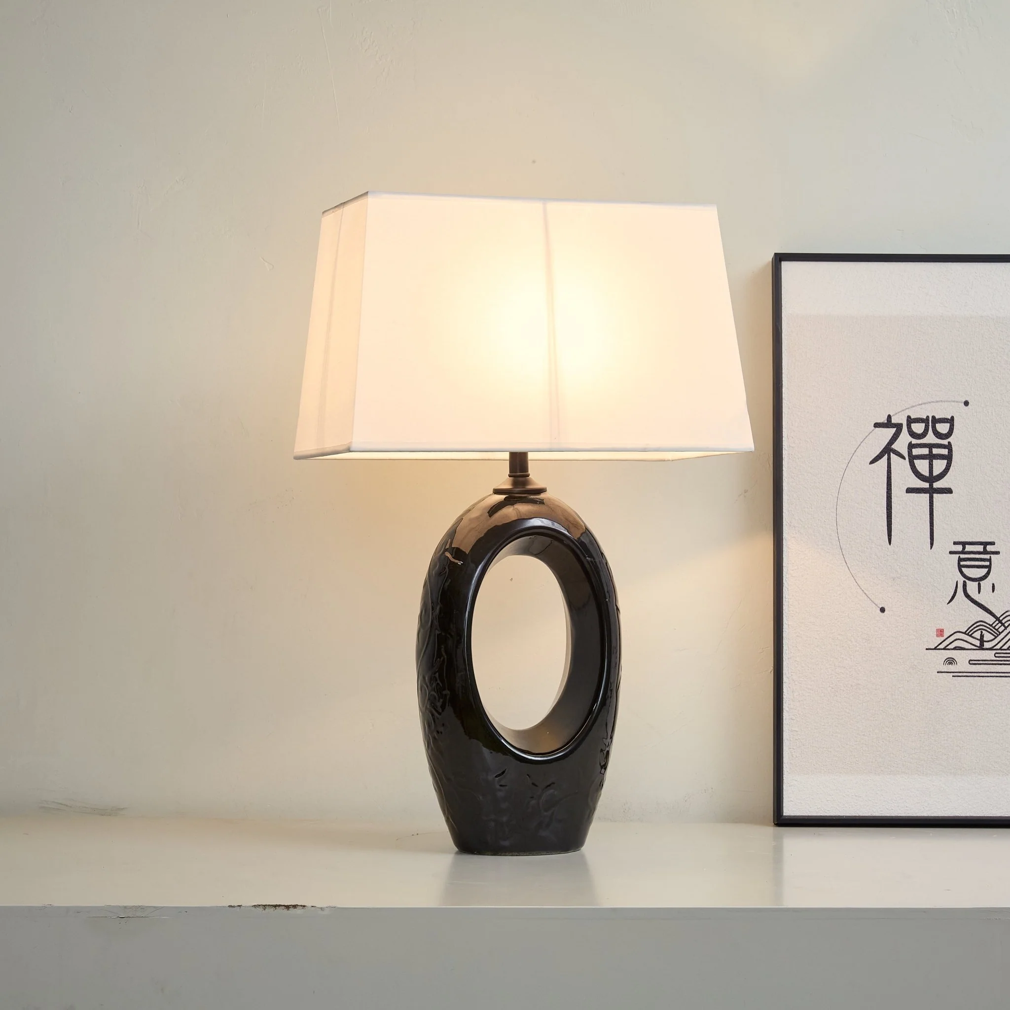 Hollow Oval Ceramic Table Lamp - Image 11