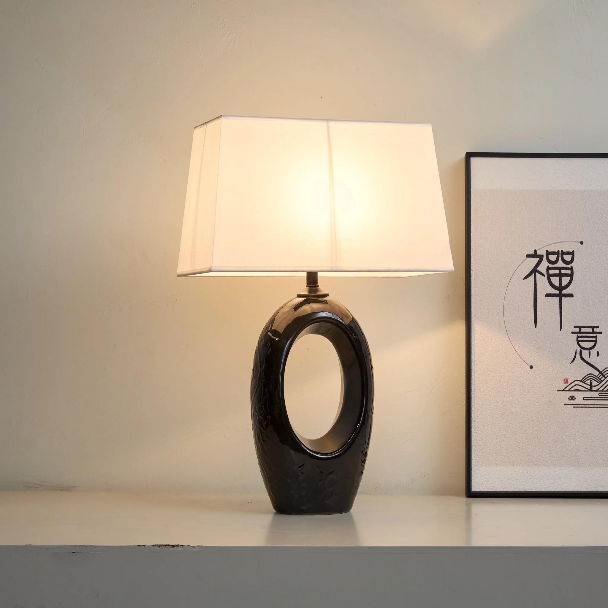 Hollow Oval Ceramic Table Lamp - Image 12