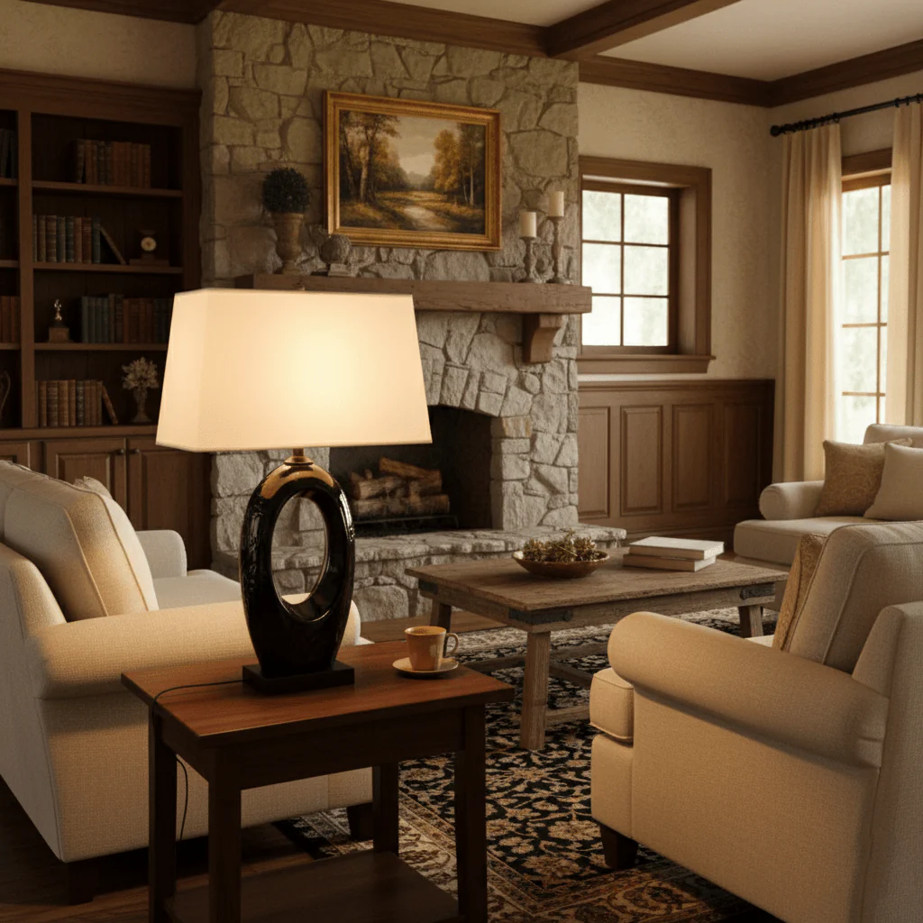 Hollow Oval Ceramic Table Lamp - Image 2