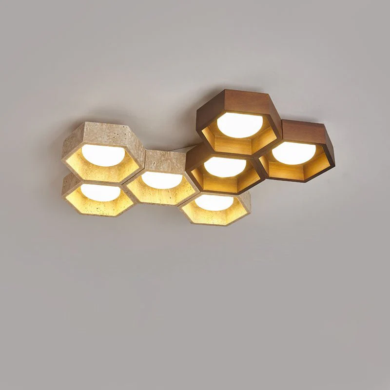 Honeycomb Travertine Ceiling Lamp - Image 29