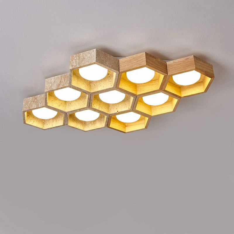Honeycomb Travertine Ceiling Lamp - Image 30