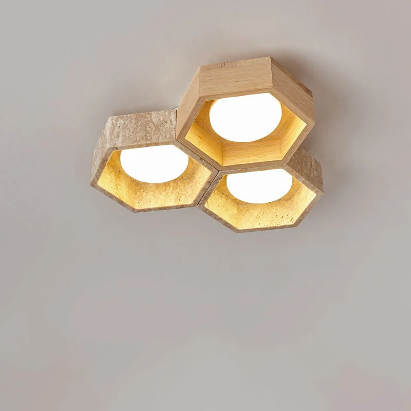 Honeycomb Travertine Ceiling Lamp - Image 33