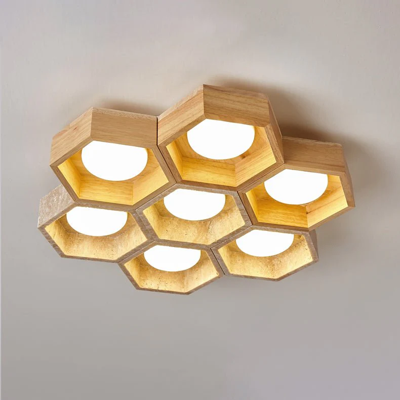 Honeycomb Travertine Ceiling Lamp - Image 35