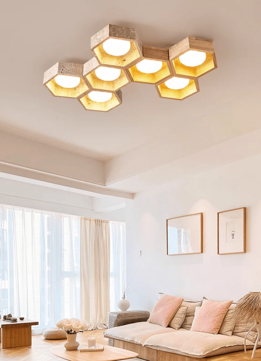 Honeycomb Travertine Ceiling Lamp - Image 36