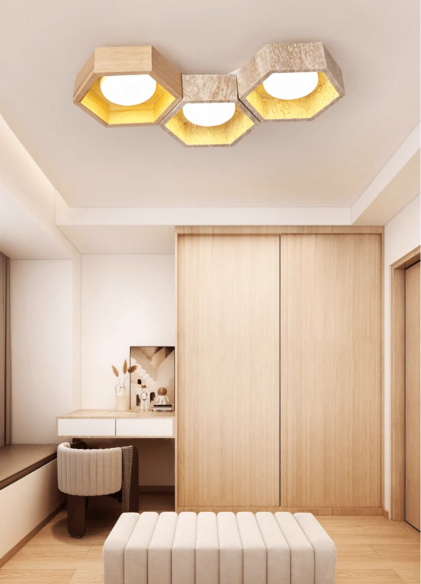 Honeycomb Travertine Ceiling Lamp - Image 38
