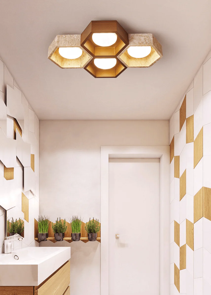 Honeycomb Travertine Ceiling Lamp - Image 39