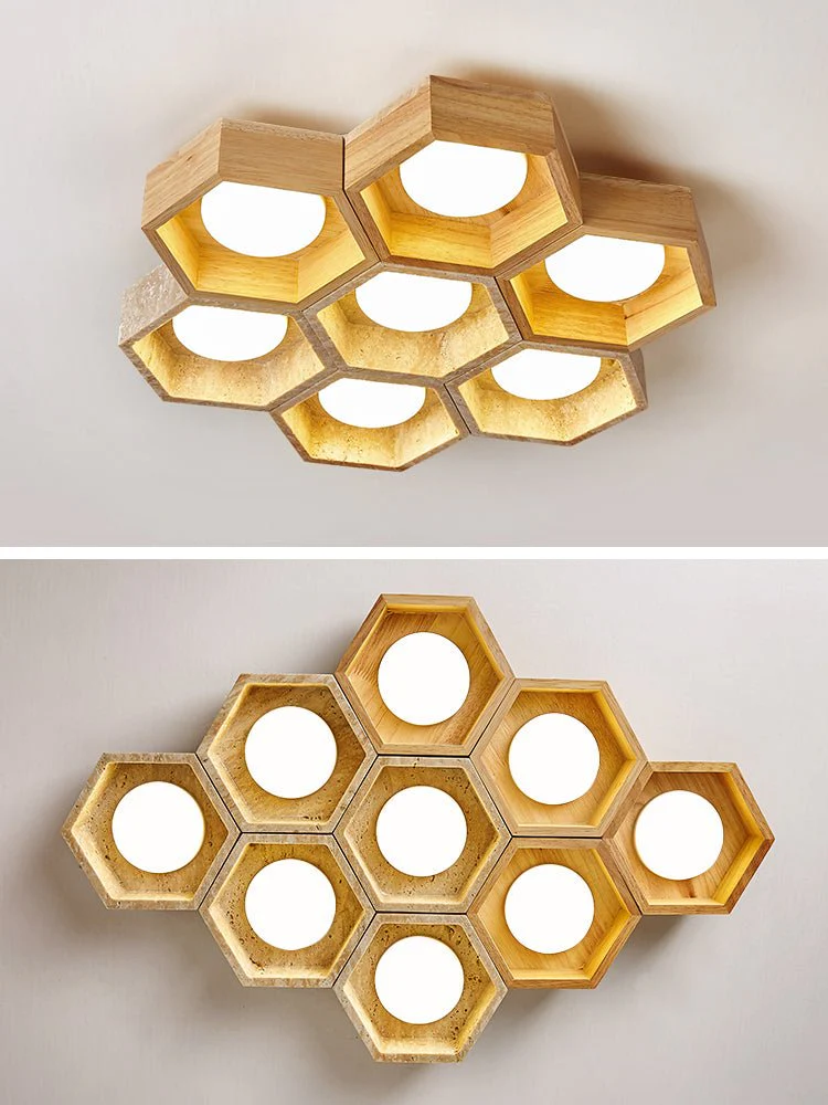Honeycomb Travertine Ceiling Lamp - Image 41