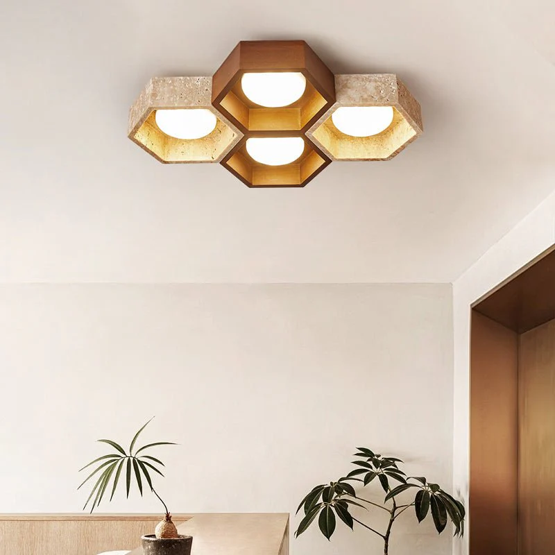 Honeycomb Travertine Ceiling Lamp - Image 6