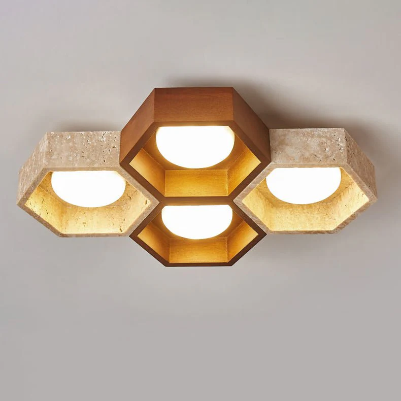 Honeycomb Travertine Ceiling Lamp - Image 8