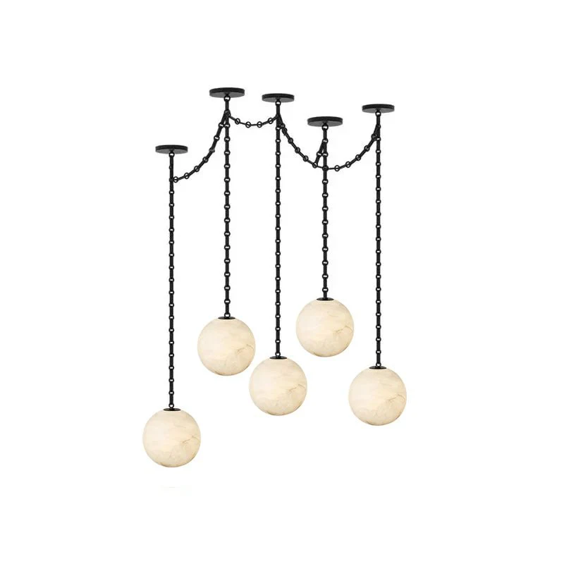 Industrial Alabaster Orb Chain Chandelier - Image 10