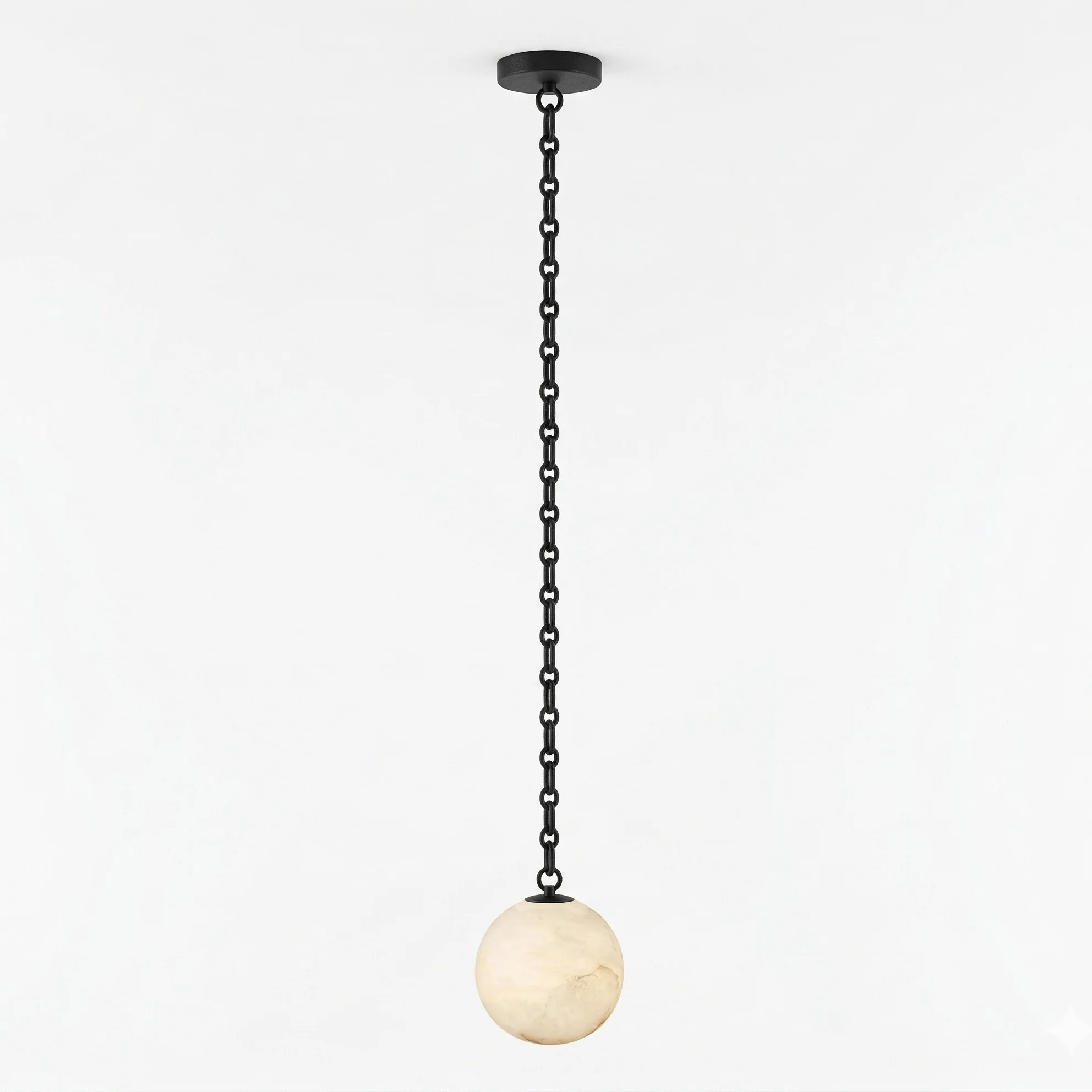 Industrial Alabaster Orb Chain Chandelier - Image 15