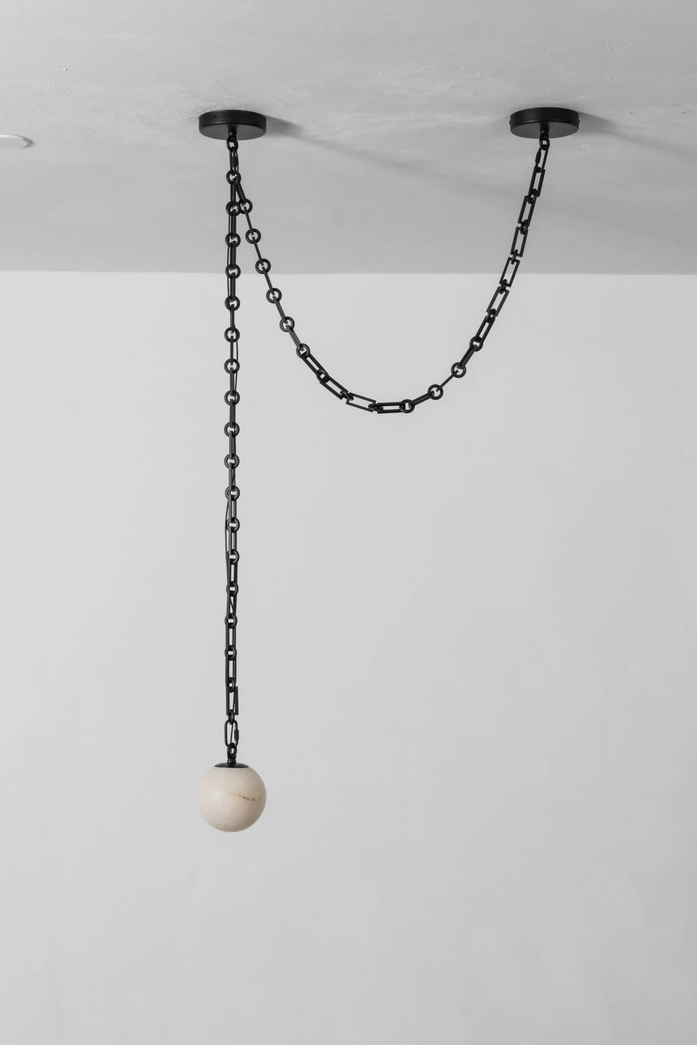 Industrial Alabaster Orb Chain Chandelier - Image 19
