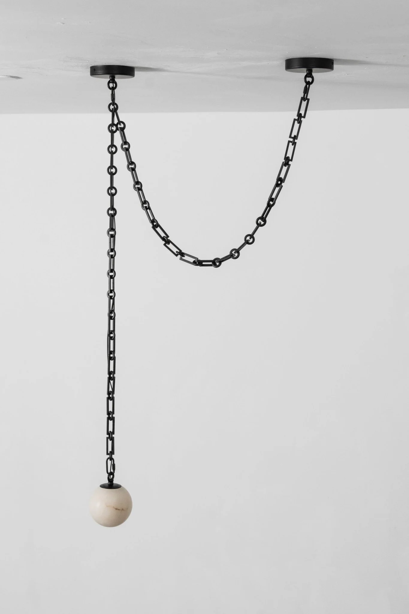 Industrial Alabaster Orb Chain Chandelier - Image 20