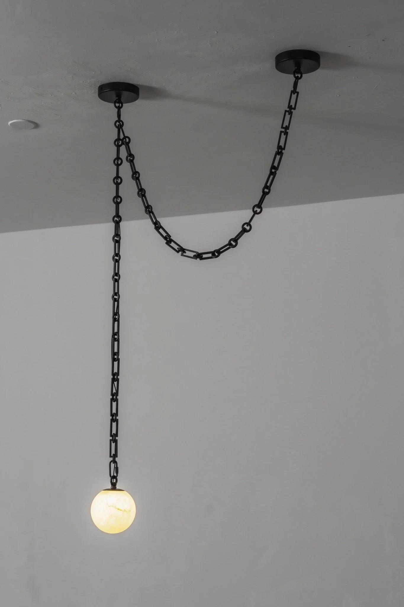 Industrial Alabaster Orb Chain Chandelier - Image 21