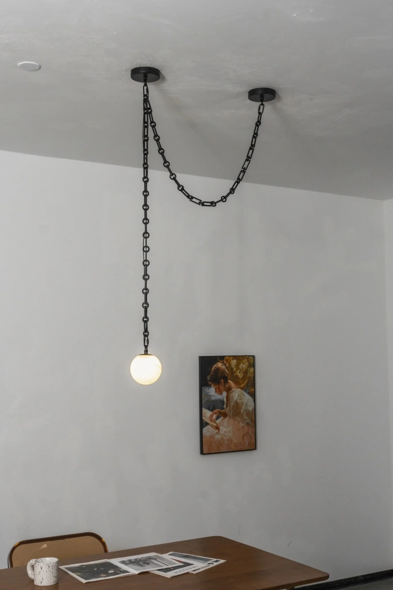 Industrial Alabaster Orb Chain Chandelier - Image 25