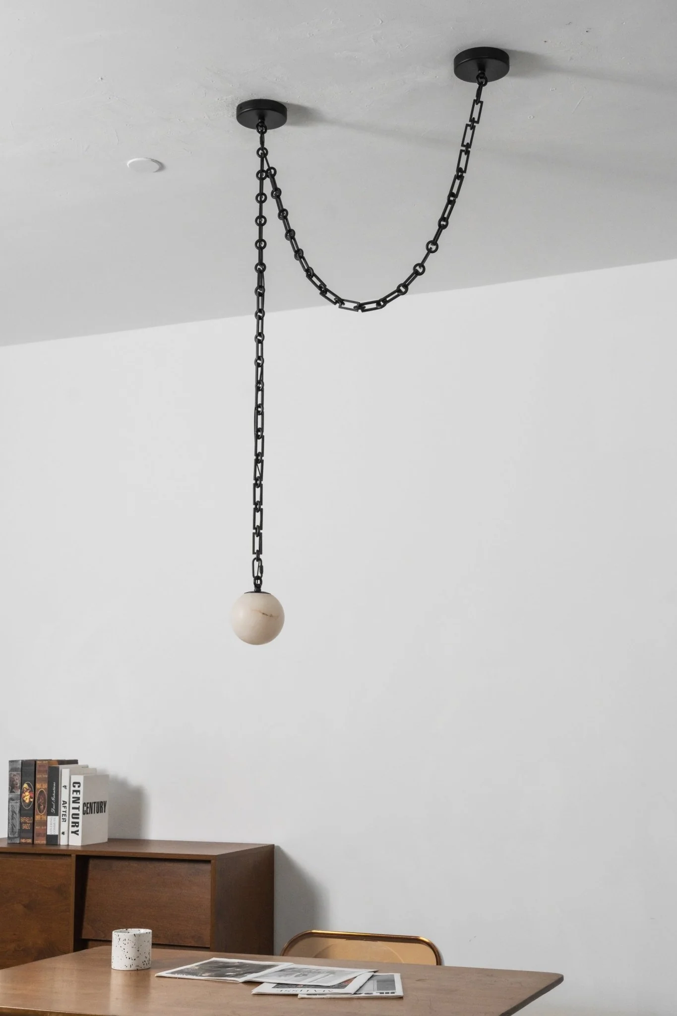 Industrial Alabaster Orb Chain Chandelier - Image 27