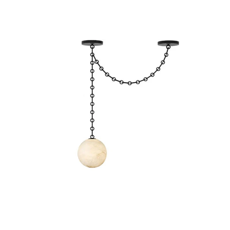 Industrial Alabaster Orb Chain Chandelier - Image 7