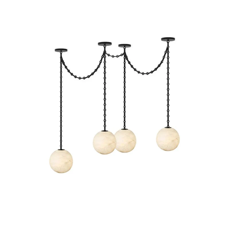 Industrial Alabaster Orb Chain Chandelier - Image 8