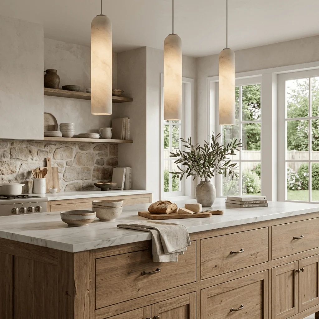 Alabaster Cylinder Pendant Light - Image 7