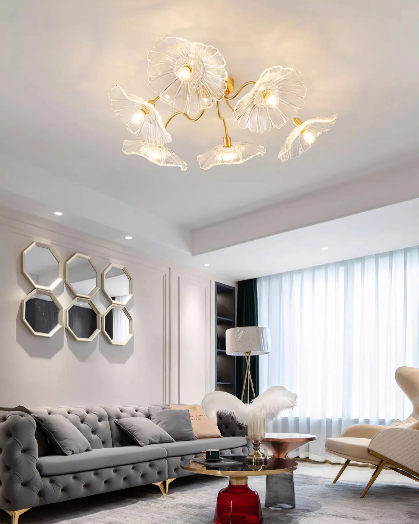 Lotus Leaf Glass Ceiling Lamp - Image 18
