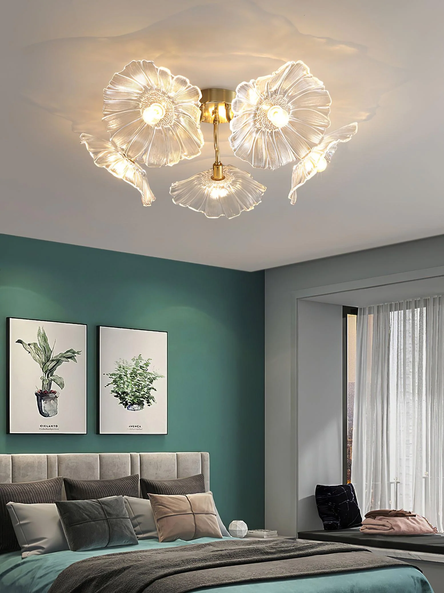 Lotus Leaf Glass Ceiling Lamp - Image 58
